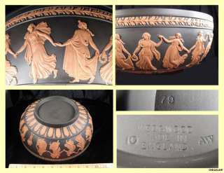 WEDGWOOD Rare TERRA COTTA on BLACK Basalt DANCING Hours Jasperware 