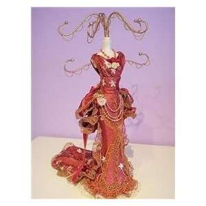   Jewelry Display Doll  Deep Red Med Victorian