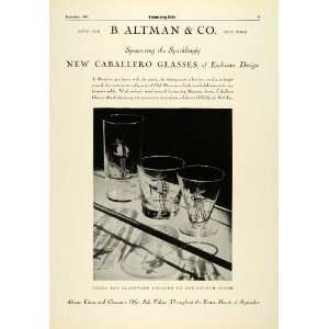 1931 Ad B Altman Caballero Glasses Glassware Old Mexico Barware Fine 