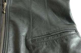 Evan Davies Womens Black Sleeveless Soft Leather Vest ZIP Front, Size 