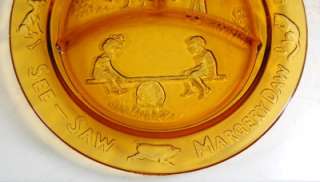 Lot 3pc Amber Glass Divided Plates See Saw Margery Daw  
