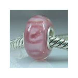  Pandora style European glass bead pink swirls