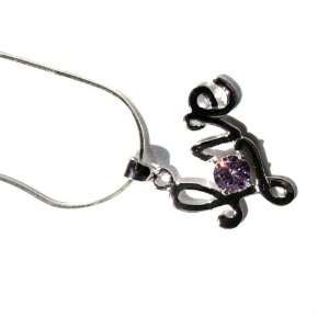  Silver Love Pendant with Crystal Violet Gemstone 