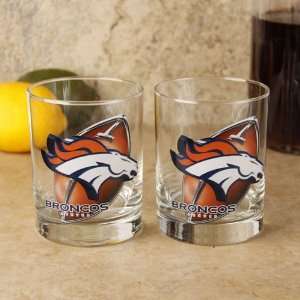 NFL Denver Broncos 2 Pack Enhanced High Definition Executive Glass Set 