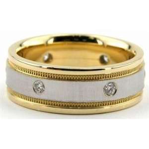  Two Toned Mens Diamond Wedding Band in 18k Yellow Gold (0 