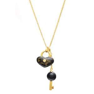  [Aznavour] Lovely & Cute Bag & Key Long Necklace / Black 