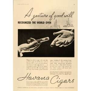  1935 Ad Havana Cigars Gift Giving Hands Cuban Tobacco 