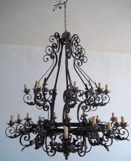   Rustic Palace Mansion huge hand forged wrought iron chandelier  