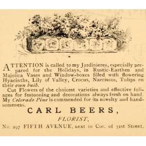  1885 Ad Carl Beers Florist Flowers Window Box Holidays 