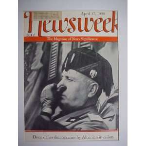  Benito Musolini April 17 1939 Newsweek Magazine Matted 11 