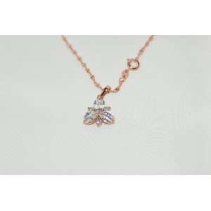  14k Rose Gold Plated Twisted Chain Cubic Zirconia Flower 