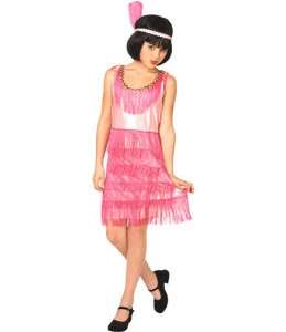 Pink Flapper Girl Costume Roaring 20s Halloween Child New  