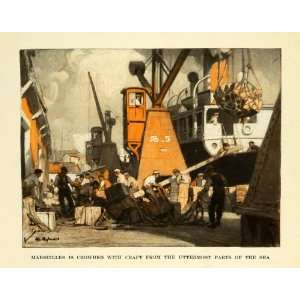  1920 Print William James Aylward Marseilles France Seaport 