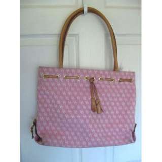   Bourke pink logo fabric tan leather authentic designer handbag  