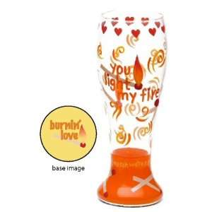  You Light My Fire Hand Painted Pilsner Beer Glass, Set 
