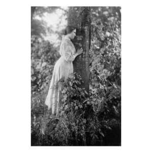  Helen Keller, Blind and Deaf Since Age 2, Standing by Tree 