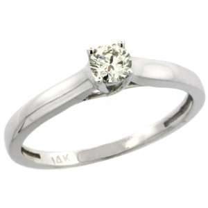 14k White Gold VS Clarity Round Solitaire Diamond Engagement Ring, w 