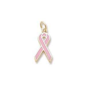Breast Cancer Ribbon Charm in Yellow Gold
