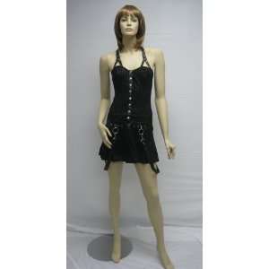   Service Mini Black Striped Dress Gothic Punk Costume Halloween Size XS