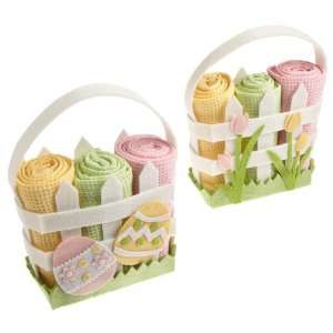  DII Easter Felt Basket with 3 Kitchen Towels Gift Set, 2 