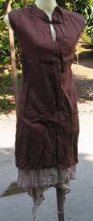 China Collar Ladies Gypsy Cotton Sac Outfit Dk Brown XL  