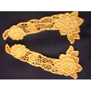  3 pair Venice Lace Floral Collar in Metallic Gold