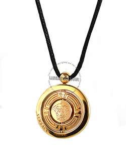   Yellow Gold Versace Eon Collection Triple Rotating Pendant with Diam