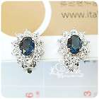Clip on earrings with swarovski diamantes,blue,quality
