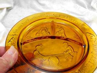 TIARA AMBER GLASS CHILDS NURSERY RHYME PLATE BOWL CUP  