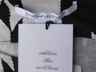 Diane von Furstenberg Black White Native Hound Lorah Dress NWT 10 