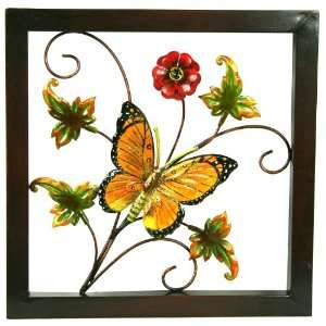 Link Direct A03849/3 UPS Metal Orange Flower With Butterfly Wall 