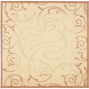  Natural and Terracotta Indoor/Outdoor Square Area Rug, 7 Feet 10 Inch