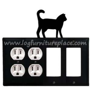    Wrought Iron Cat Quad Outlet/Outlet/GFI/GFI Cover