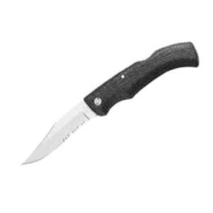   Serrated Lockback Knife with Black Kraton Handles