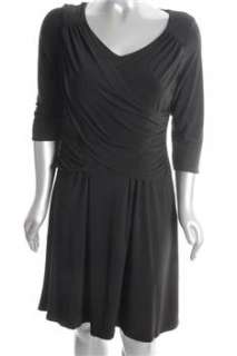 slim NEW Slimming Plus Size Versatile Dress Black Stretch Ruched 2X 