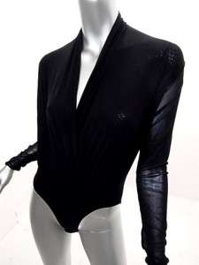 NWOT COSABELLA Black Mesh Long Sleeve Body Suit Italy M  