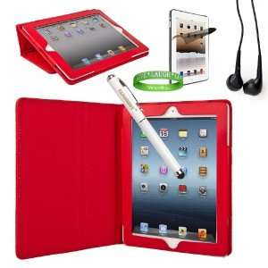  Red Padded iPad Skin Cover Case Stand with Screen Flap and 