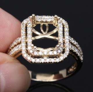 EMERALD 8x10mm 14K YELLOW GOLD DIAMOND SEMI MOUNT RING  