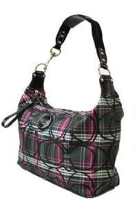 NEW COACH Signature Tartan HOBO Black Multi Bag Handbag Purse F17709 