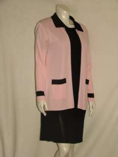 Exclusively Misook New Pink And Black Jacket And Dress Suit Set Size M 