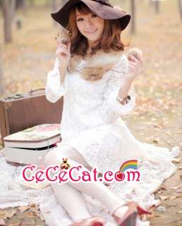 CeCeCat Japan Vivi Styled Lace Dress with Faux Fur Collar  