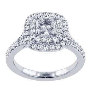   Princess Cut Designer Halo Engagement Ring in Platinum Setting   Size