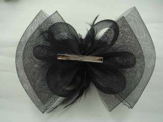   Feather Black Flower Headpiece Fascinator Hair Clip BA140  