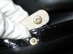   Alligator Skin Embossed Leather Black Hand Doctor Satchel Bag  