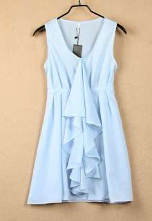 Hot Korea Chiffon Ruffle Sleeveless Sundress Mini Dress  