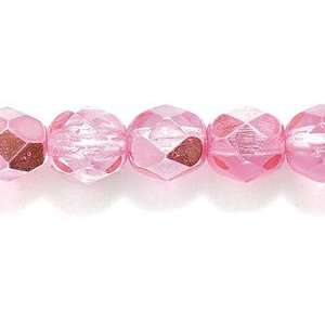   Round Polished Glass Bead, Dark Pink Fuchsia Half Coat, 100 Pack