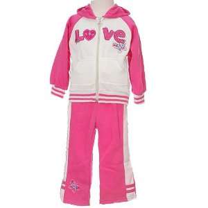  Infant Baby Girls Clothes Fuchsia Love Jogging Suit Outfit Girl 