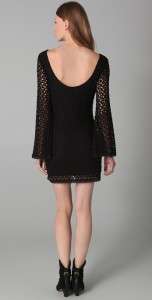 Free People Gypsy Lace Bell Sleeve Body Con Dress small large black $ 