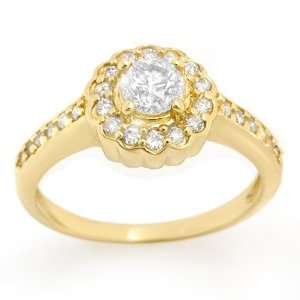  Natural 0.80 ctw Diamond Ring 14K Yellow Gold Jewelry