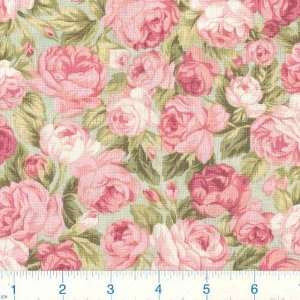  45 Wide Heaven Can Wait Floral Blossoms Mint Fabric By 
